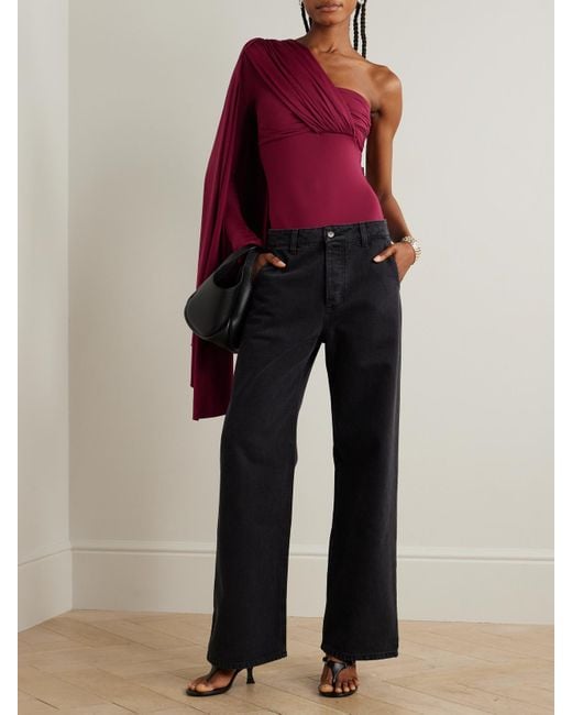 Maygel Coronel Red Vionnet Asymmetrischer Body Aus Stretch-Jersey Mit Raffungen