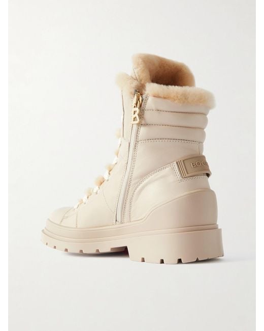 Bogner Natural St. Moritz Schnürstiefel Aus Leder Mit Shearling-Futter Und Verzierung