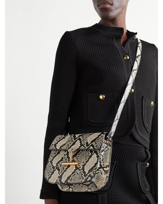 Tom Ford Gray Tara Mini Snake-Effect Leather Shoulder Bag