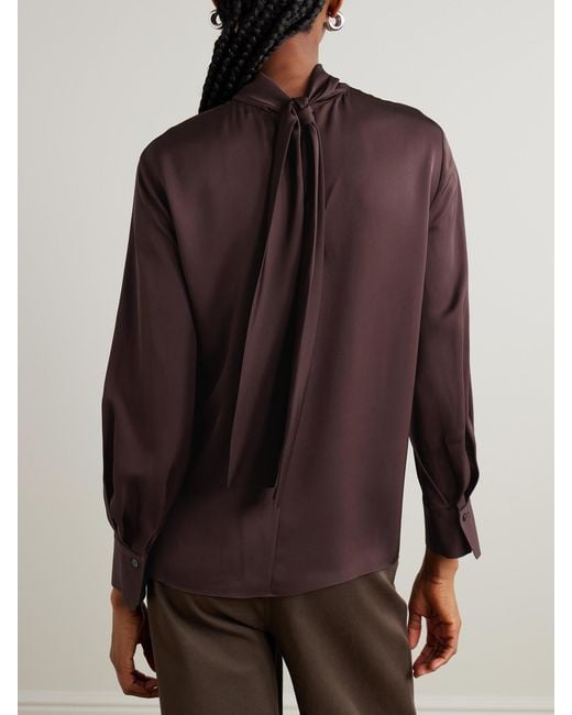 Theory Purple Tie-Detailed Silk Blouse