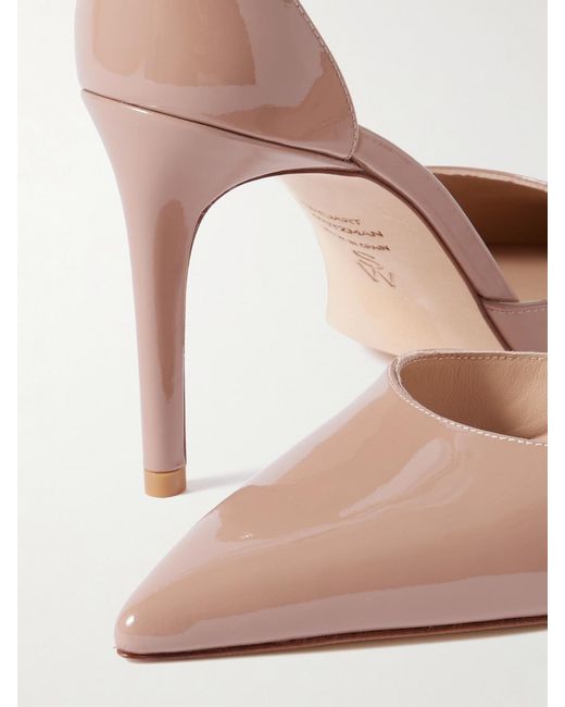 Stuart Weitzman Pink Stuart Power Strap Patent-Leather Pumps