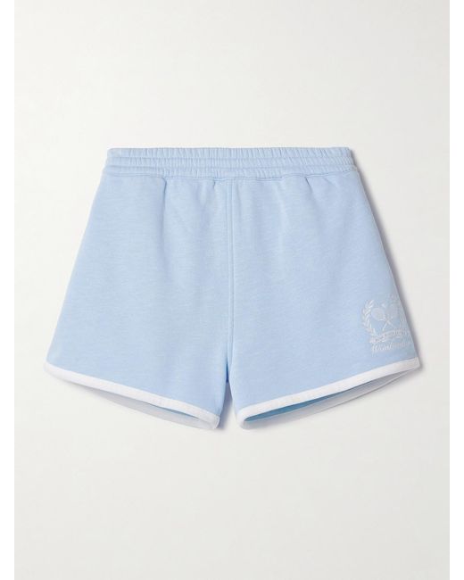 Polo Ralph Lauren Blue Wimbledon Embroidered Cotton-Blend Jersey Shorts