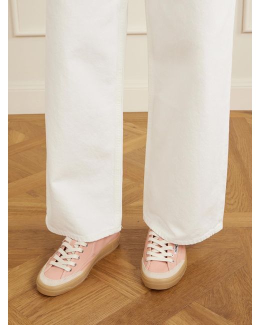Autry Pink Windscape Low Suede-Trimmed Canvas Sneakers