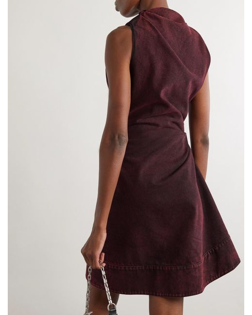 Alexander McQueen Purple Asymmetrisches Minikleid Aus Denim Mit Raffungen