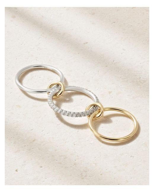 Spinelli Kilcollin Natural Tigris Sterling, 18-Karat And Diamond Ring