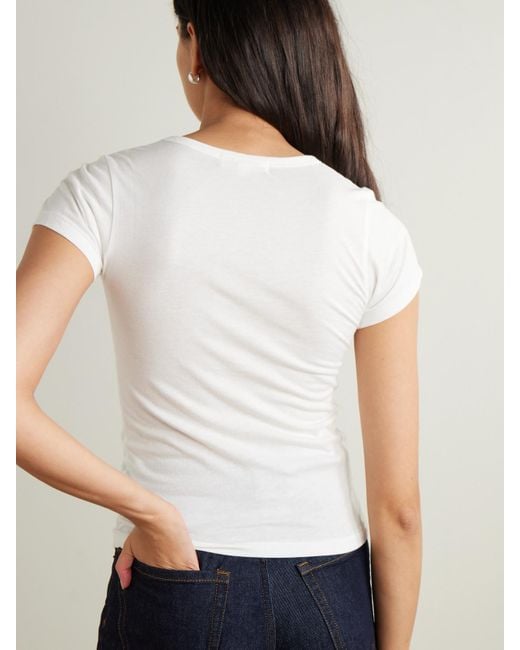 ÉTERNE White Short Sleeve Baby Tee Cotton And Modal-Blend Jersey T-Shirt