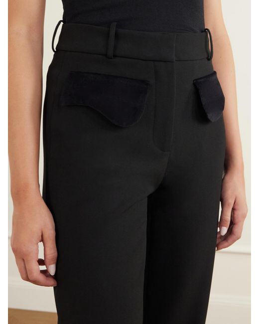 D'Estree Black Tina Gallie Crepe Straight-Leg Pants