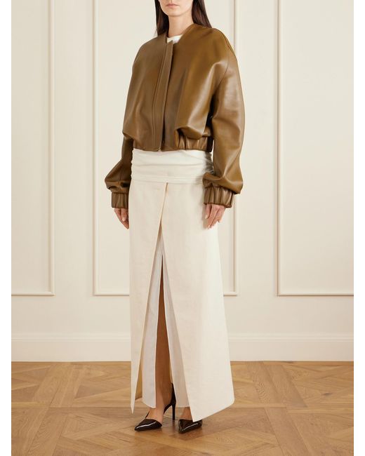 Khaite White Jett D'Orsay Leather Pumps