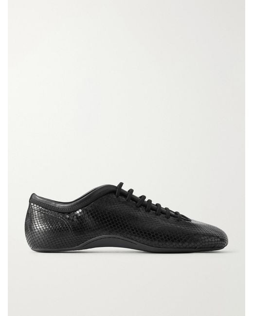 Dries Van Noten Black Snake-Effect Leather Sneakers