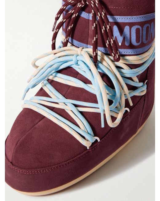 Moon Boot Red Icon Low Printed Suede Snow Boots
