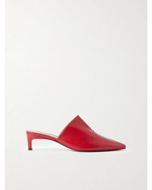 Tod's Red Glossed-Leather Mules
