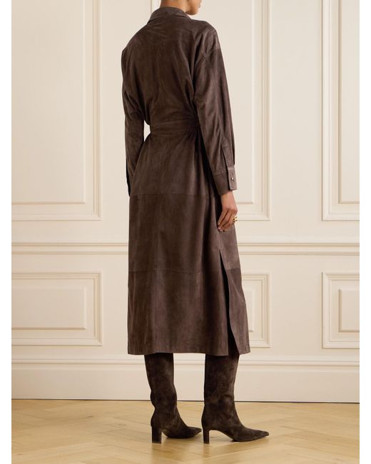 Manteau En Daim À Ceinture Brunello Cucinelli en coloris Brown
