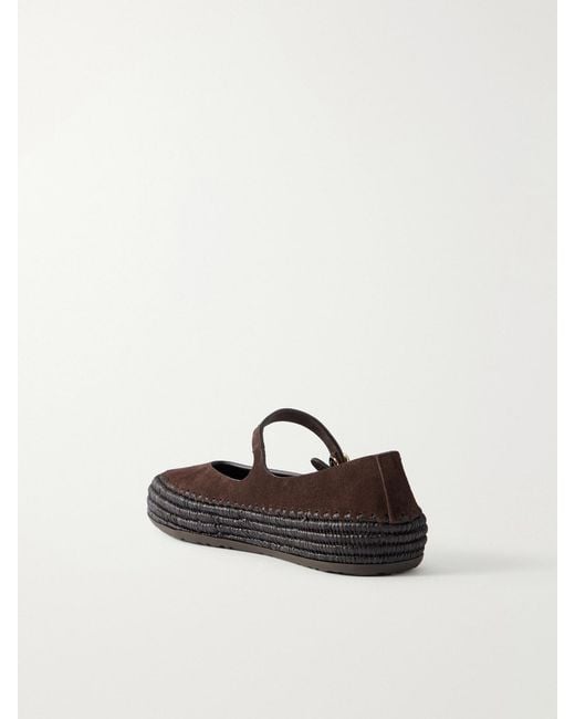 Loewe White Paula's Ibiza Rio Suede Mary Jane Espadrilles