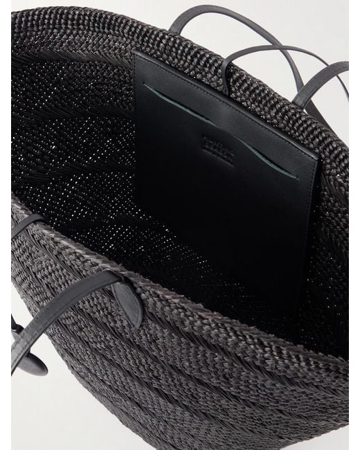 Hunting Season Black Market Leather-Trimmed Woven Iraca Tote