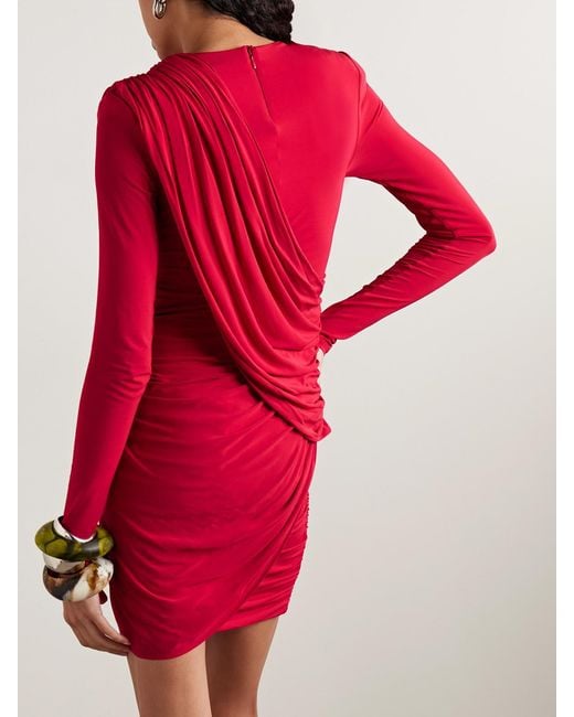 Isabel Marant Red Georgia Ruched Draped Jersey Mini Dress