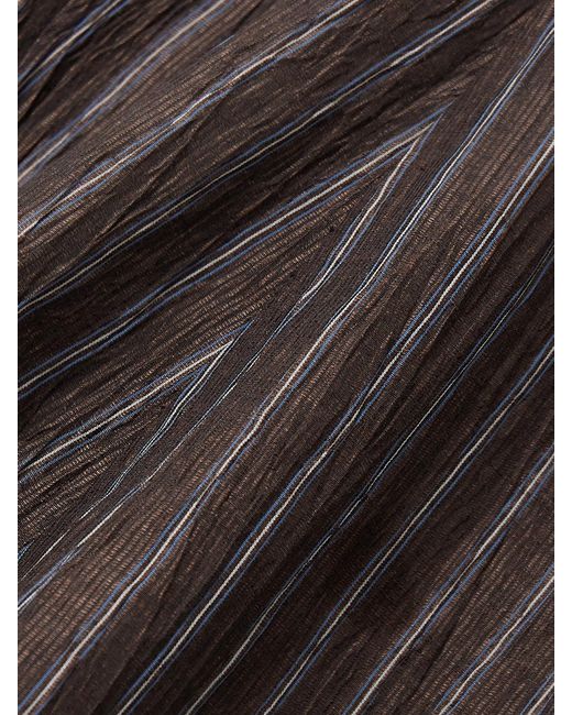 Abadia Gray Tie-Detailed Pinstriped Linen-Blend Midi Skirt