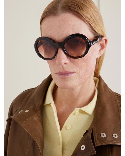 Prada Brown Round-Frame Acetate Sunglasses