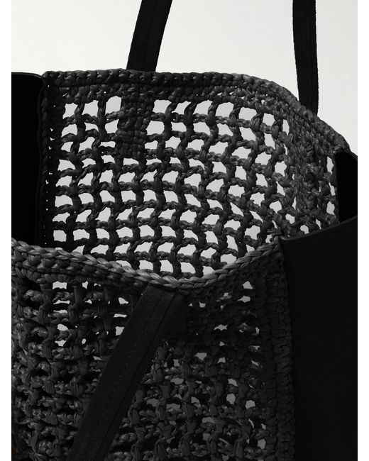 Khaite Black Zoe Small Leather And Raffia Tote