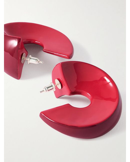 Uncommon Matters Red Creole Wood Hoop Earrings