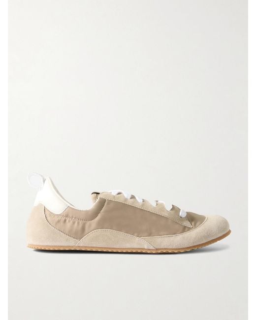 Jamie Haller Natural Sacchetto Leather And Suede-Trimmed Shell Sneakers