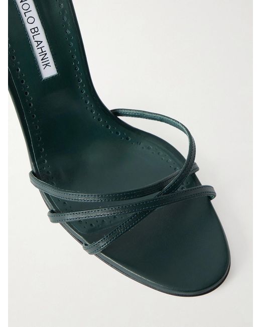 Manolo Blahnik Metallic Leva 105 Leather Sandals