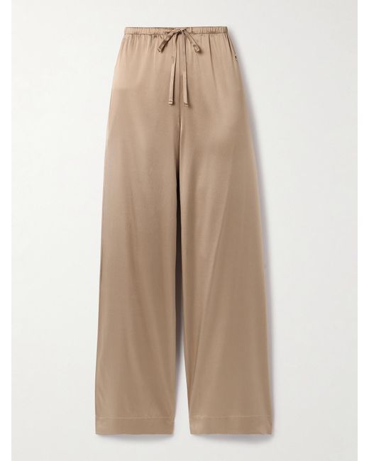 ÉTERNE Natural Brody Hose Mit Weitem Bein Aus Satin Aus Einer Seidenmischung