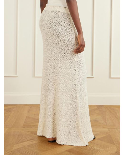 The Elder Statesman White Ella Silk, Cashmere And Linen-Blend Maxi Skirt