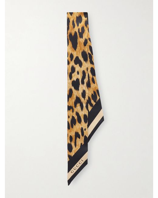 Gucci White Heritage Animal-Print Silk Twill Scarf