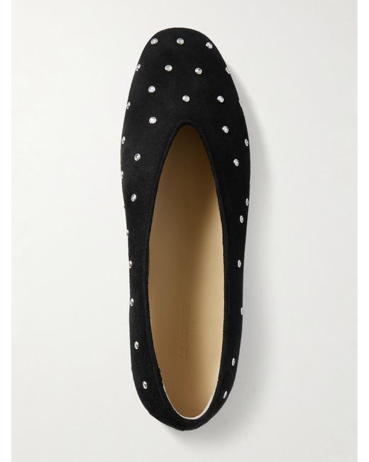 Le Monde Beryl Black Regency Crystal-Embellished Suede Ballet Flats