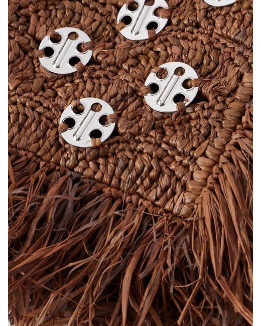 Rabanne Brown Embellished Raffia Shoulder Bag