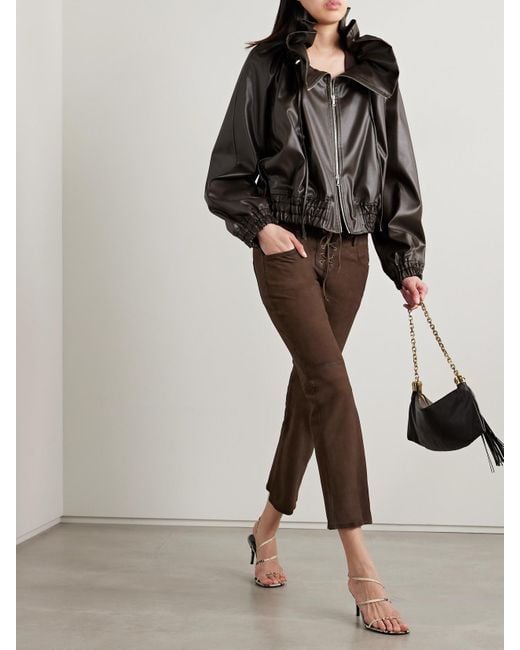 Isabel Marant Brown Vanel Hose Mit Geradem Bein Aus Veloursleder Mit Schnürung