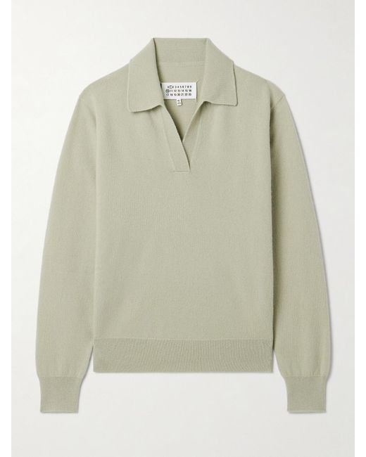 Maison Margiela Natural Pullover Aus Wolle Mit Polokragen