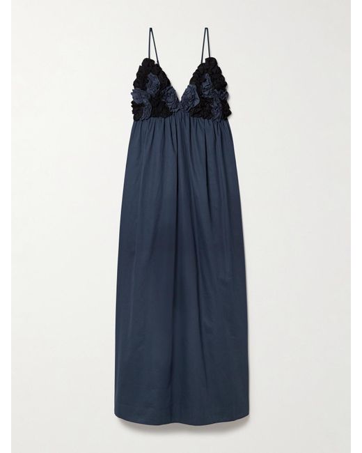 Mara Hoffman Blue Annika Midikleid Aus Biobaumwollpopeline Mit Raffungen