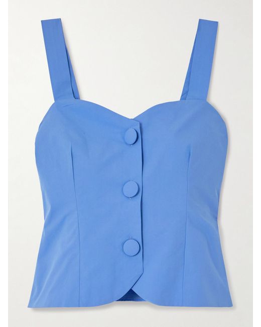 D'Estree Blue Dora Cotton-Poplin Top