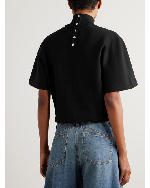 Alaïa Black Cropped Cotton-Jersey Turtleneck T-Shirt