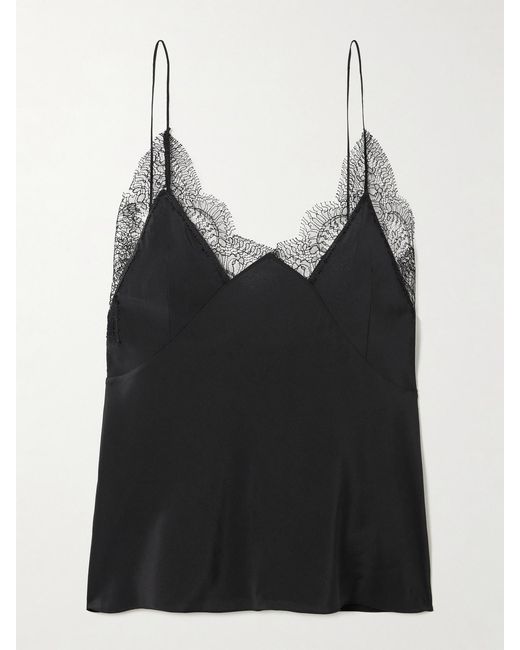 Sharon Wauchob Black Capucines Scalloped Lace-Trimmed Silk Crepe De Chine Camisole