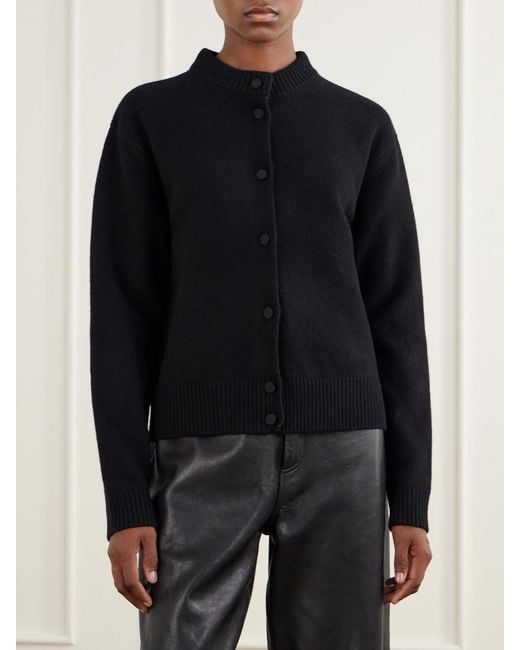 Rohe Black Calf Hair-Trimmed Wool-Blend Cardigan