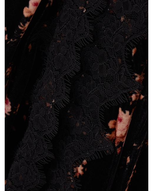 Cara Cara Black June Lace-Trimmed Floral-Print Velvet Halterneck Maxi Dress