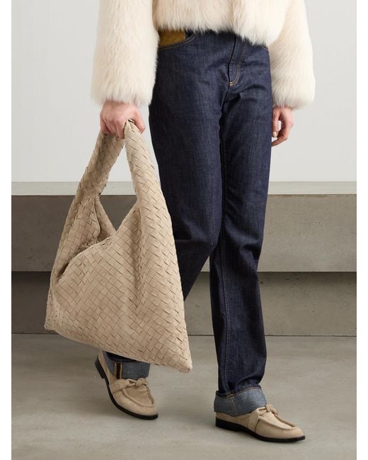 Bottega Veneta Natural Hop Large Intrecciato Suede Tote