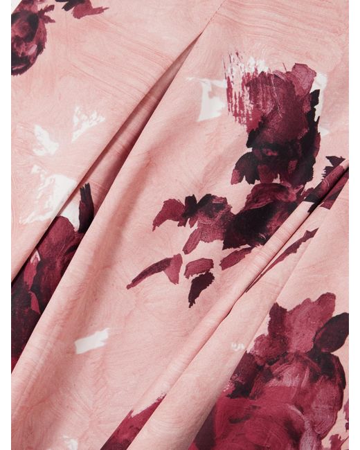 Erdem Pink Midirock Aus Baumwollpopeline Mit Blumenprint Und Falten