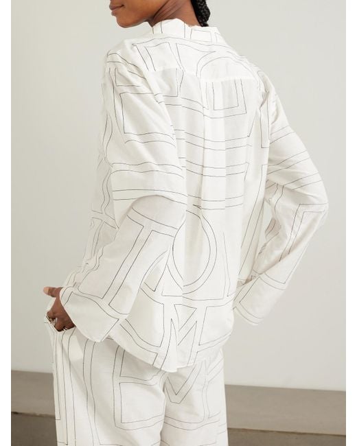 Totême White Embroidered Organic Cotton And Silk-Blend Shirt