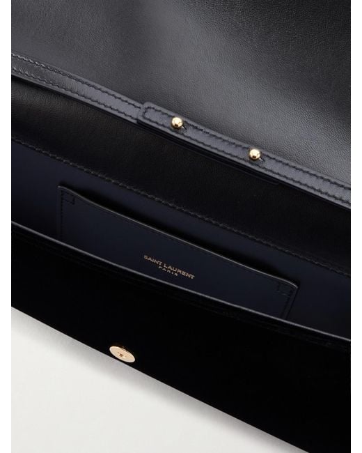 Saint Laurent Black Kate Velour Logo Chain Clutch