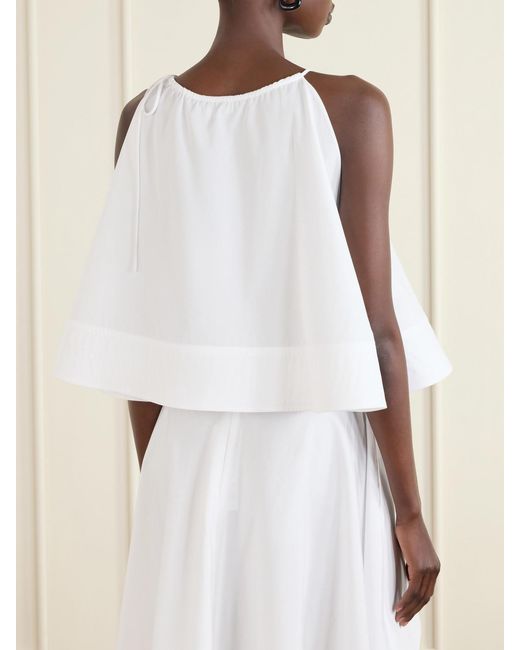 Stella McCartney White Sleeveless Cotton-Poplin Top
