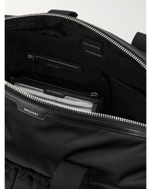 Anya Hindmarch Black Inflight Maxi Studded Leather-Trimmed Econyl Weekend Bag