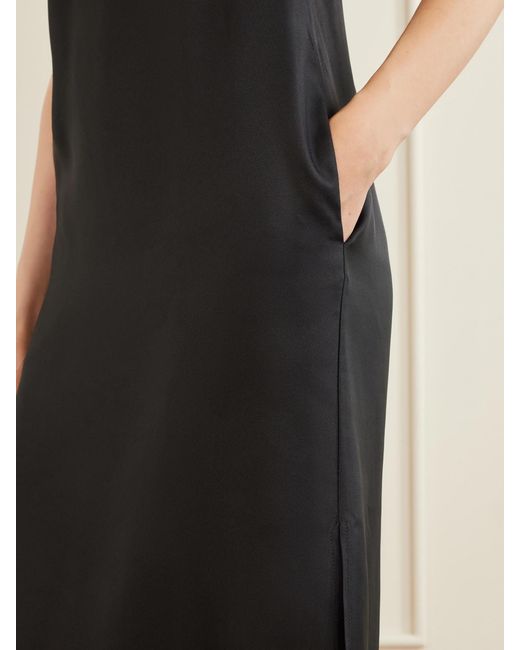 Loulou de Saison Black Paloma Silk-Twill Maxi Dress