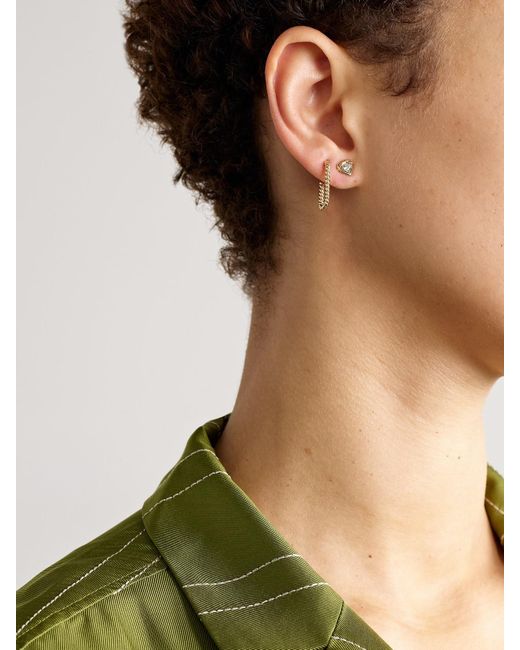 STONE AND STRAND Natural Tie The Knot 10-Karat Diamond Earrings