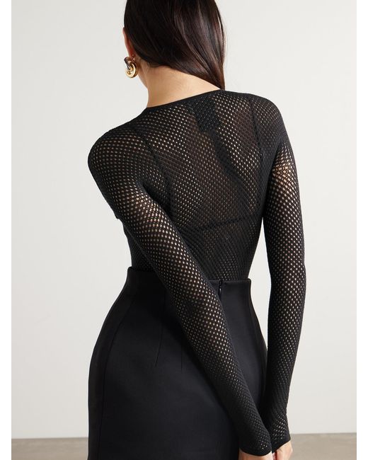 Wardrobe NYC Black Rhw Web Wool-Blend Fishnet Bodysuit