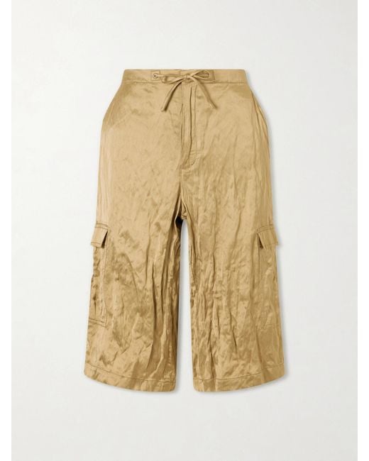 Aflalo Natural Bromer Crinkled-Satin Straight-Leg Shorts