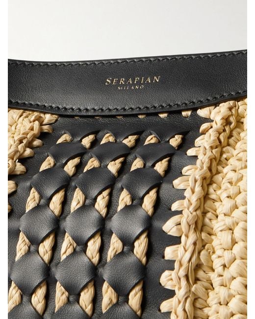 Serapian Natural Secret Tote Aus Geflochtenem Raffiabast Mit Lederbesätzen