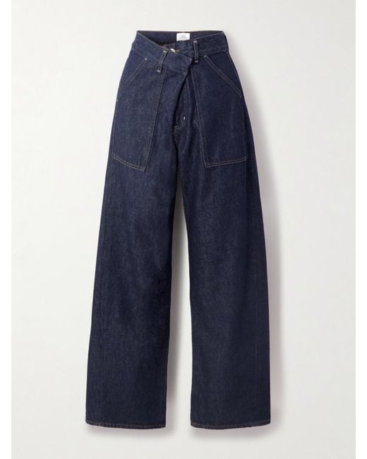 Citizens of Humanity Blue Ines Utility Crop Organic High-Rise Wide-Leg Jeans
